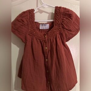Old Navy Girls Rust Short-Sleeve Button Front Blouse
